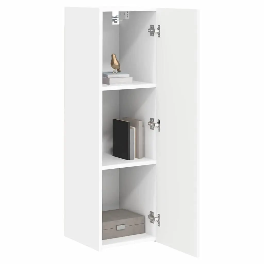 TV Wall Cabinet Wall Mounted Storage Unit Modern 2 Piece White