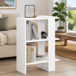 Engineered Wood White Bookcase with Multiple Shelves