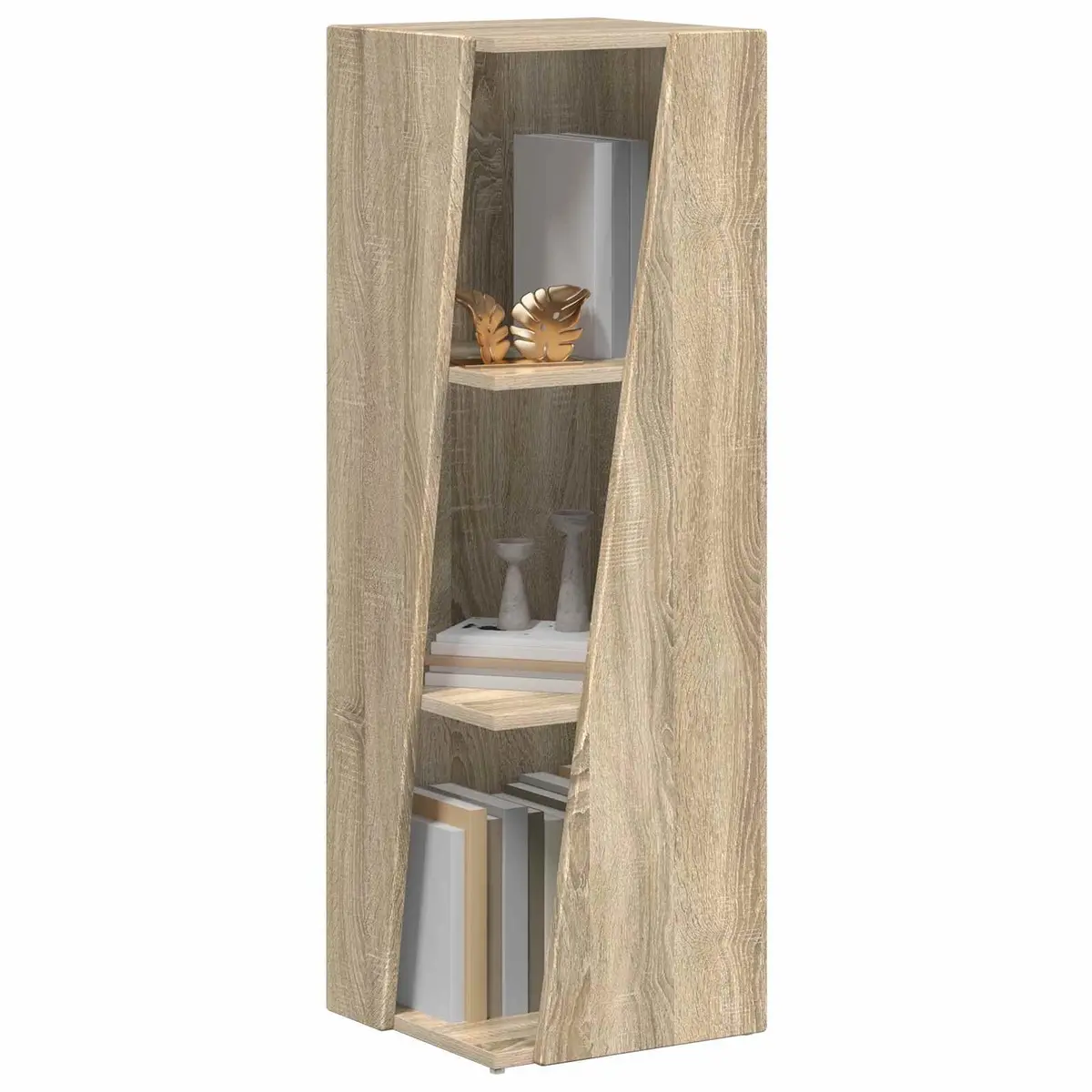 Side Shelf Bookcase Storage Unit Engineered Wood Brown 33 x 32 x 100.5 cm