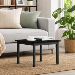 Rectangular Black Oak Coffee Table with Metal Legs