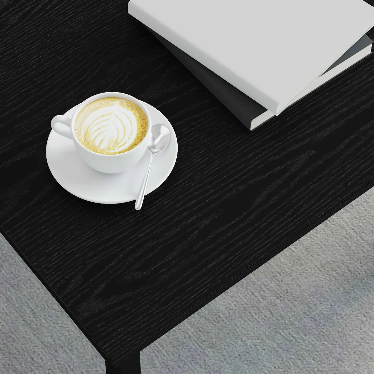 Coffee Table Black Oak Rectangular Living Room Accent Modern Minimalist Design