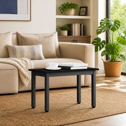 Rectangular Black Coffee Table with Engineered Wood and Metal