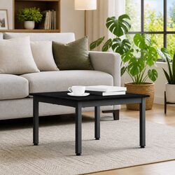 Black Rectangular Coffee Table with Engineered Wood