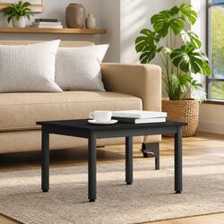 Rectangular Black Coffee Table with Engineered Wood and Metal Legs