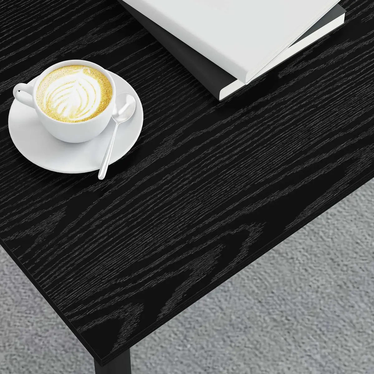Coffee Table Modern Rectangular Spacious Black Engineered Wood