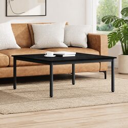 Rectangular Black Oak Coffee Table with Metal Legs 100x100x45cm