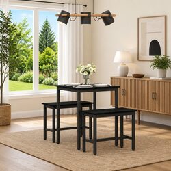 Dining Table 60x60x75 cm with Engineered Wood and Metal Frame