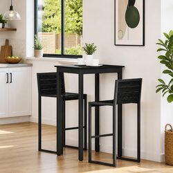 Modern Black Rectangular Bar Table with Engineered Wood