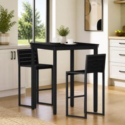 Black Rectangular Bar Table with Engineered Wood Top