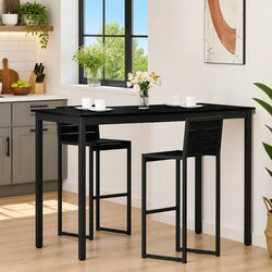 Rectangular Black Engineered Wood Bar Table