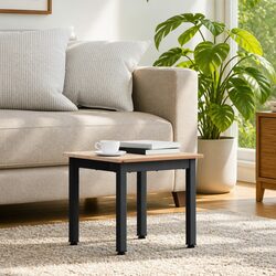 Coffee Table with Solid Pine Top and Sturdy Metal Legs