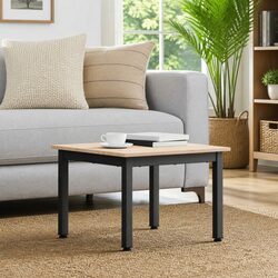 Modern Coffee Table with Pine Wood and Metal Structure