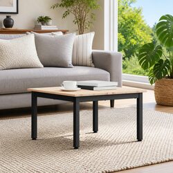 Modern Square Coffee Table with Solid Pine Wood Top 60 x 60 x 36 cm