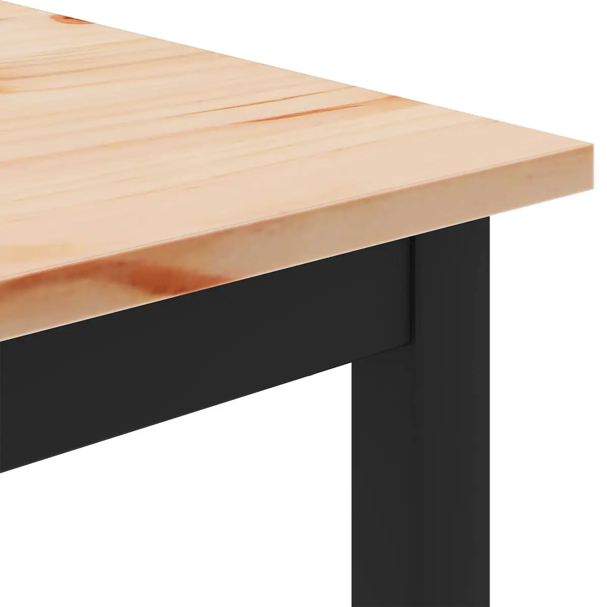 Square Coffee Table Minimalist Style Solid Pine Wood Top Brown Metal Legs 100x100x45cm