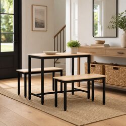 Sleek Solid Pine Wood Bench with Natural Finish