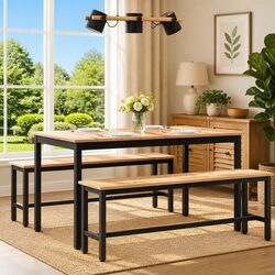 Dining Table 140x80x75cm with Solid Pine Wood and Metal Legs