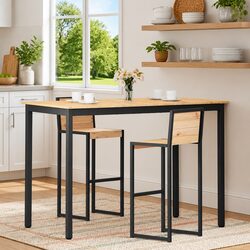 Bar Table with Solid Pine Wood Top and Metal Base 150x80x105cm