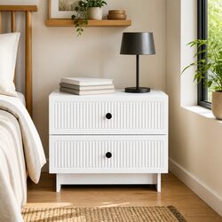 Engineered Wood Bedside Cabinet - White Finish