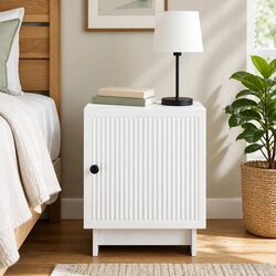 White Bedside Cabinet with Engineered Wood Construction