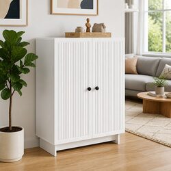 Engineered Wood White Sideboard 66 x 34.5 x 90 cm