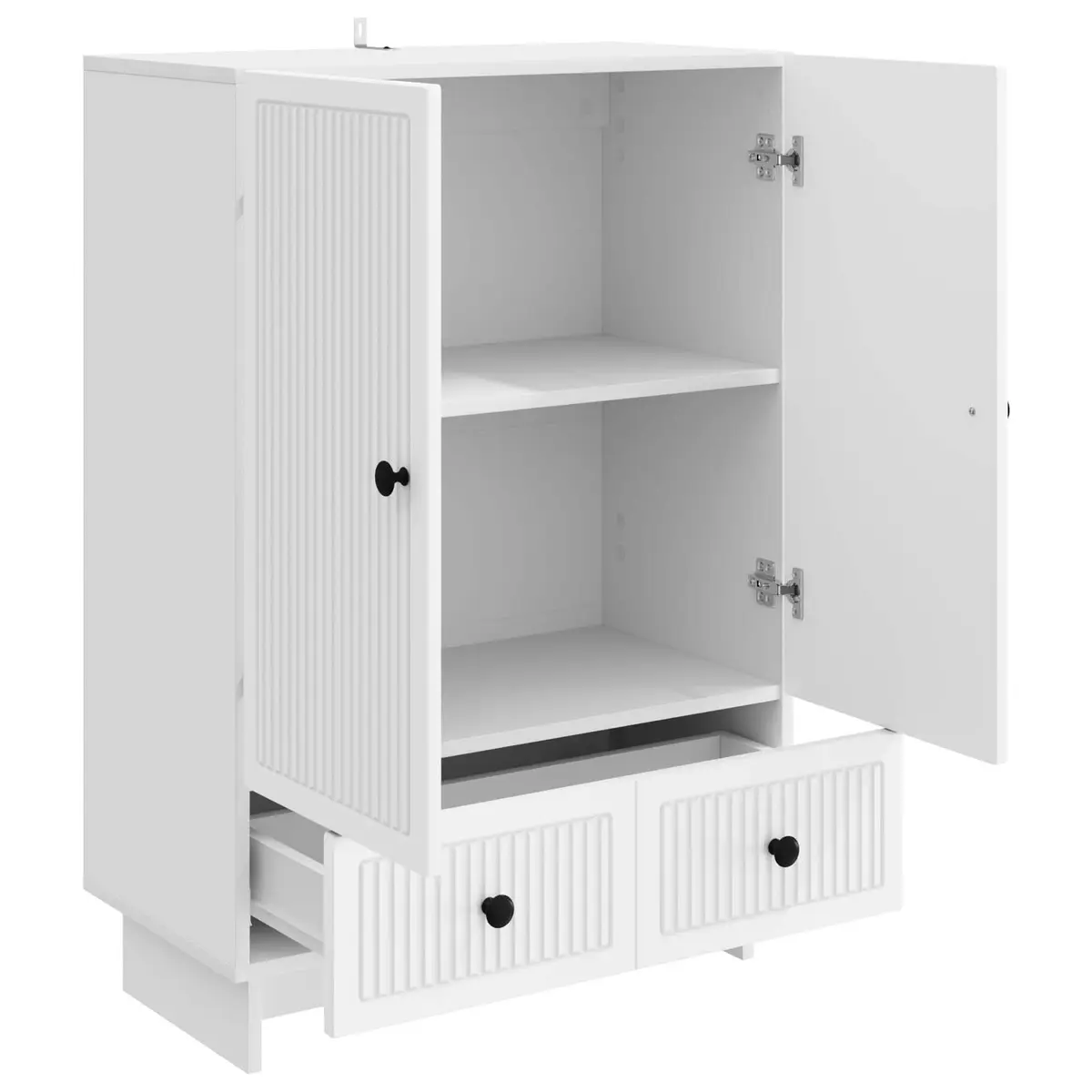 Engineered Wood White Sideboard Storage Cabinet with Drawers and Doors 66cm x 34.5cm x 95cm
