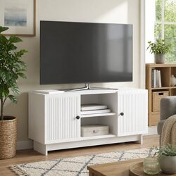 White TV Cabinet with Adjustable Shelves, 102 x 34.5 x 50 cm