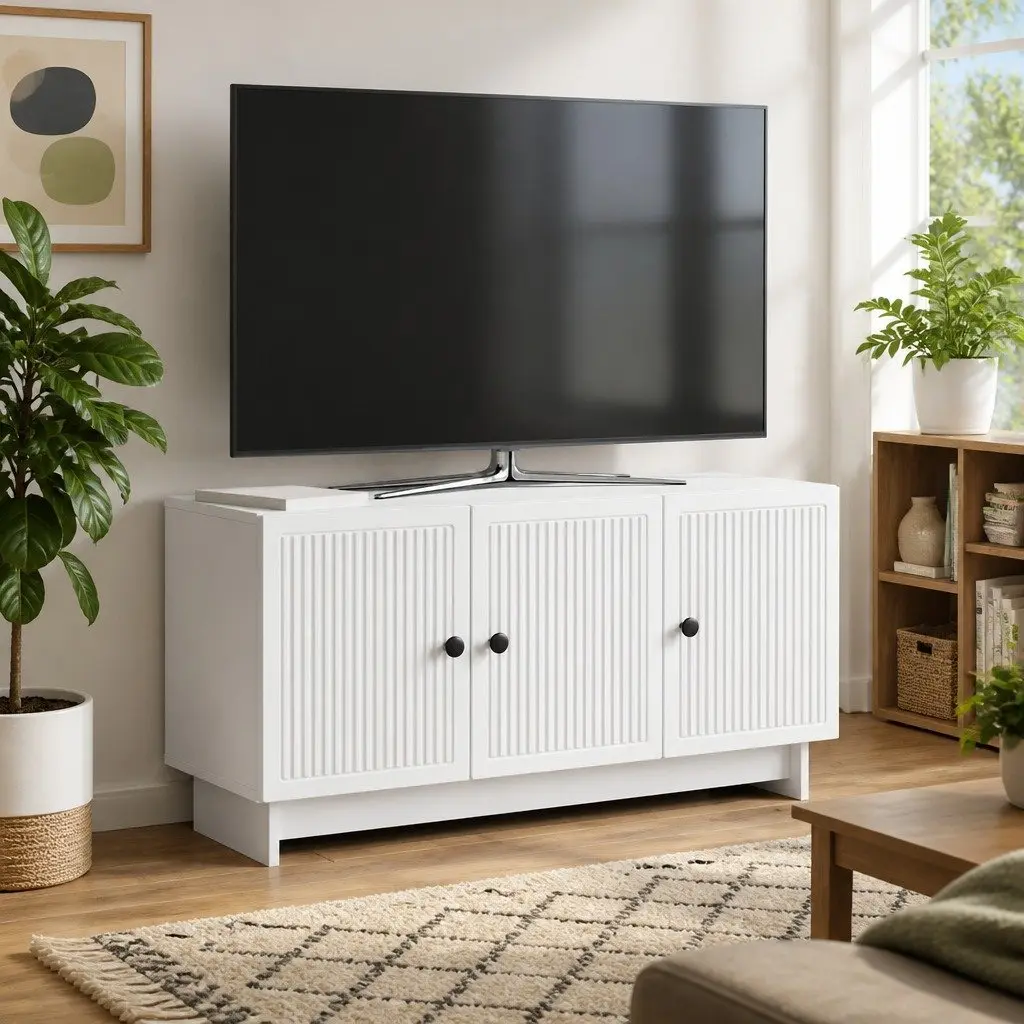 TV Cabinet Modern Storage Unit with Shelves 99x34.5x50cm White