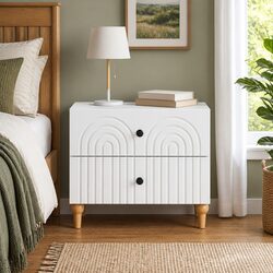 White Bedside Cabinet with Drawers, 62 x 34.5 x 48 cm
