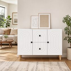 Engineered Wood White TV Cabinet with Drawer