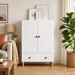 Engineered Wood White Sideboard with Storage Options