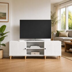 Engineered Wood TV Cabinet with 90-Degree Swinging Doors
