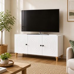 White TV Cabinet with Storage 99 x 34.5 x 50 cm