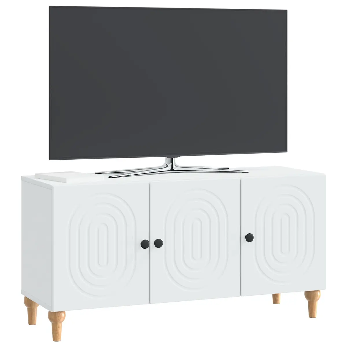 TV Cabinet White Modern Storage Unit 99 x 34.5 x 50 cm Living Room Furniture