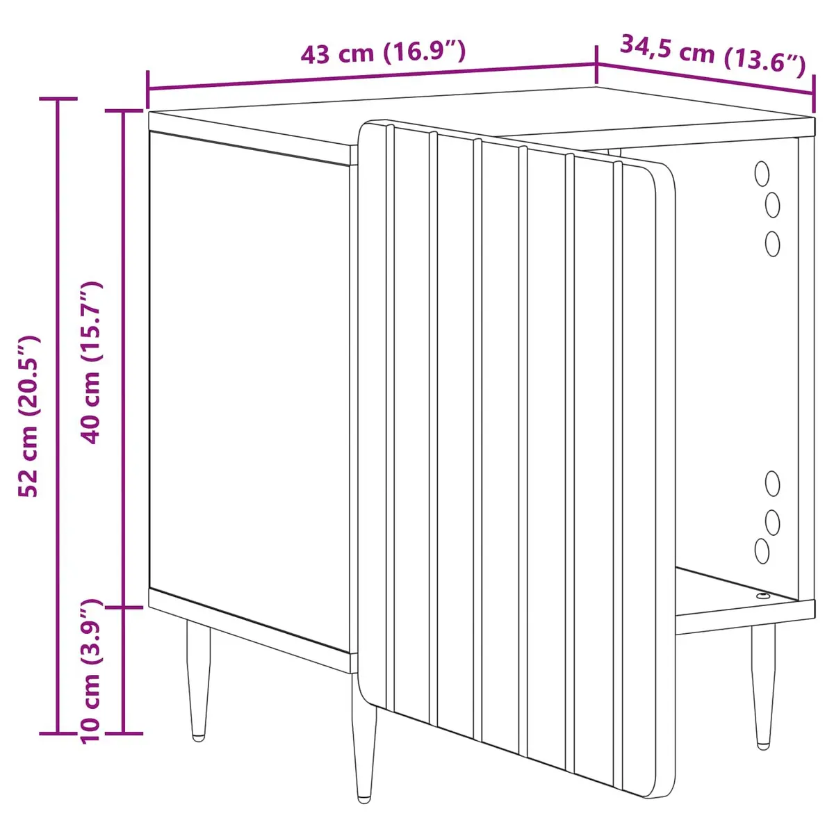 Bedside Cabinet White 43 x 34.5 x 52 cm Engineered Wood Nightstand Storage