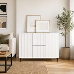 White Storage Sideboard Cabinet 89cm Engineered Wood