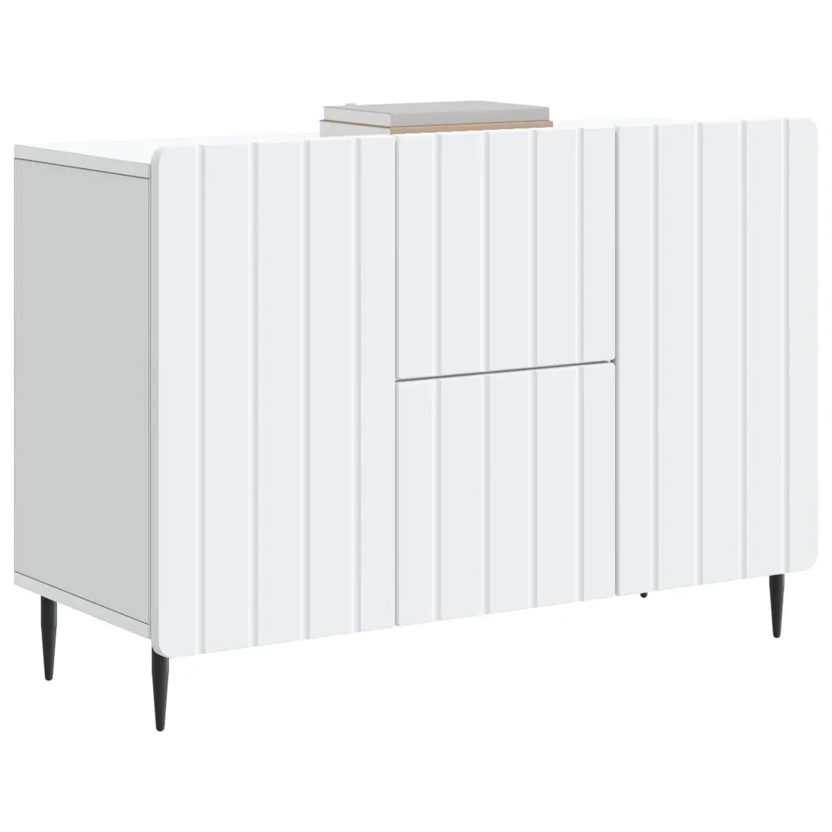 Sideboard Engineered Wood 89cm White Storage Cabinet with Smooth Roll-out Drawers