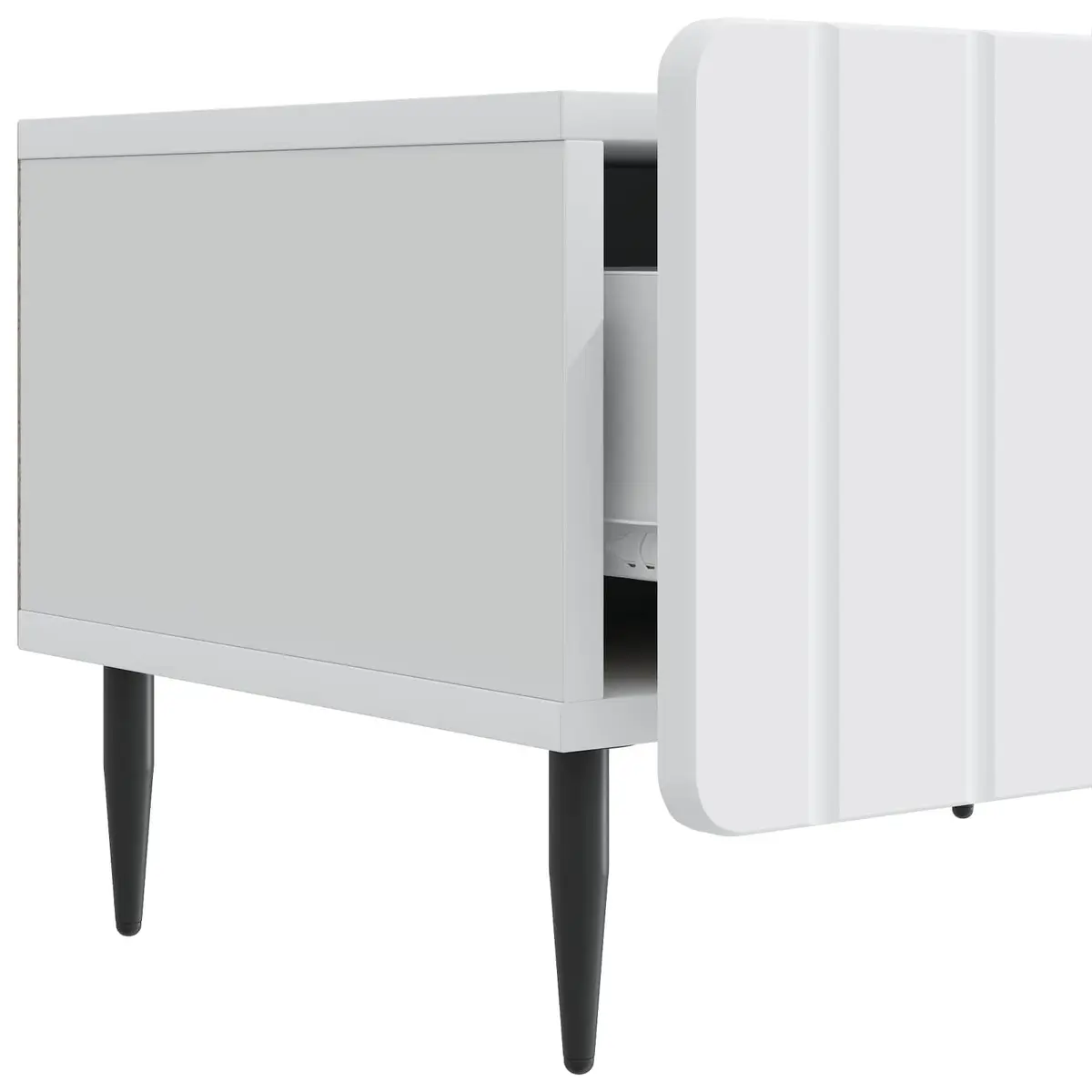 TV Cabinet Modern Storage Unit with Drawer White Engineered Wood 147 x 34.5 x 32 cm