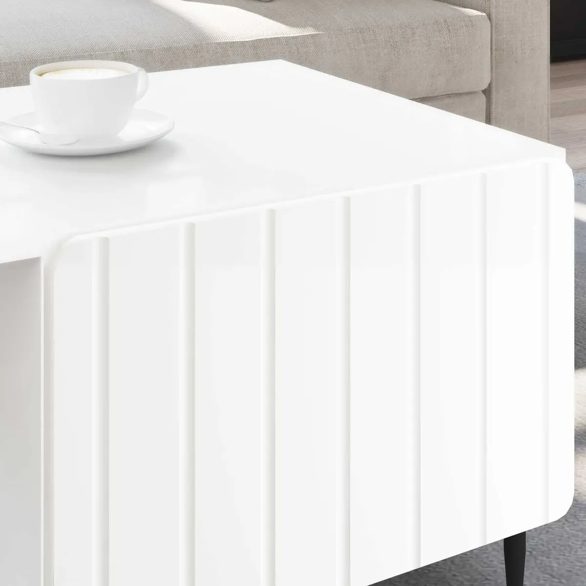 Coffee Table Modern Rectangular Spacious White
