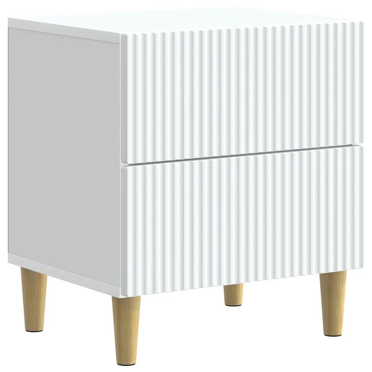 Bedside Cabinet Modern Storage Two Drawer 43 x 34.5 x 48 cm White