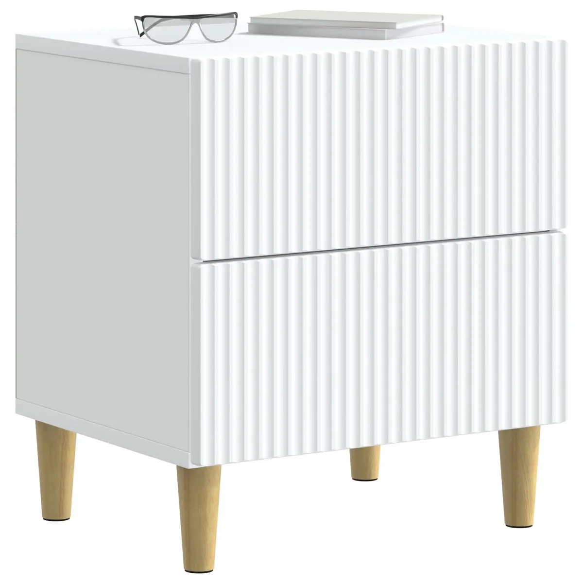 Bedside Cabinet Modern Storage Two Drawer 43 x 34.5 x 48 cm White