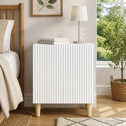 Engineered Wood Bedside Cabinet - White 43 x 34.5 x 50 cm