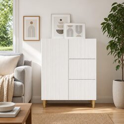 Modern White Sideboard Storage Cabinet with Drawers