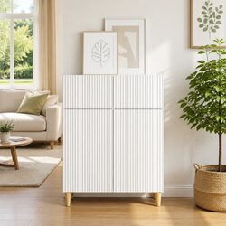 White Sideboard Storage Cabinet, 66x34.5x90cm