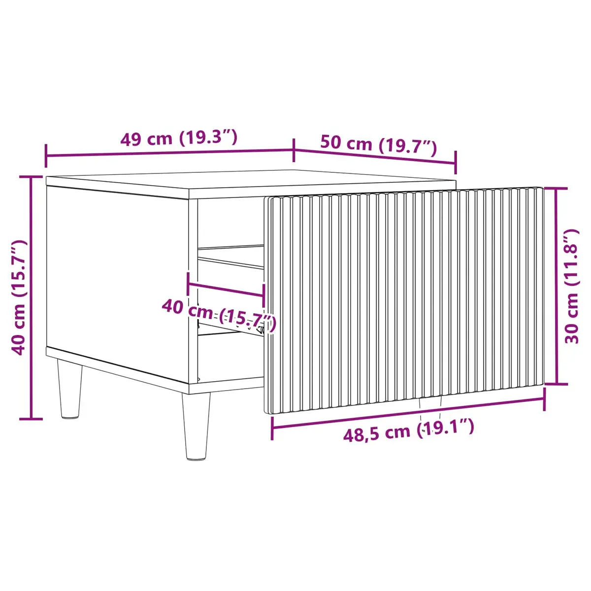 Coffee Table with Drawer Open Shelf Storage Compact White
