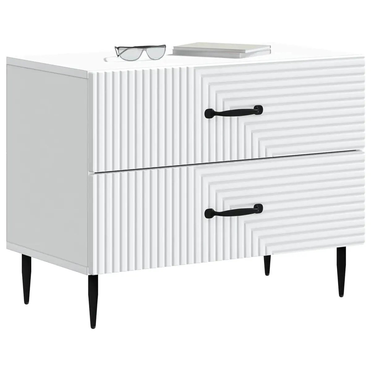 Bedside Cabinet Compact Storage 62 x 34.5 x 47.5 cm White Engineered Wood