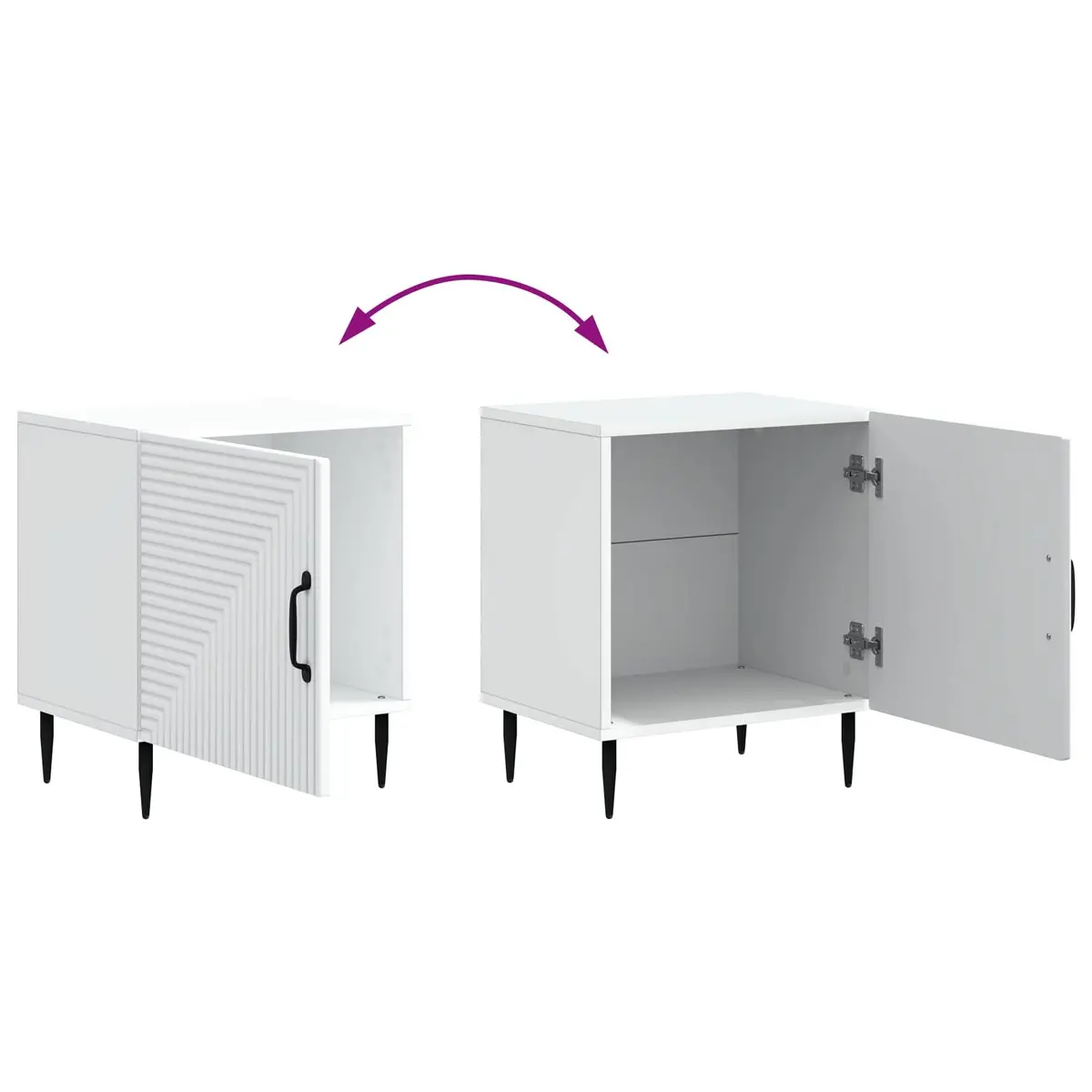 Bedside Cabinet White Modern Bedroom Nightstand Storage Table 43 x 34.5 x 50cm