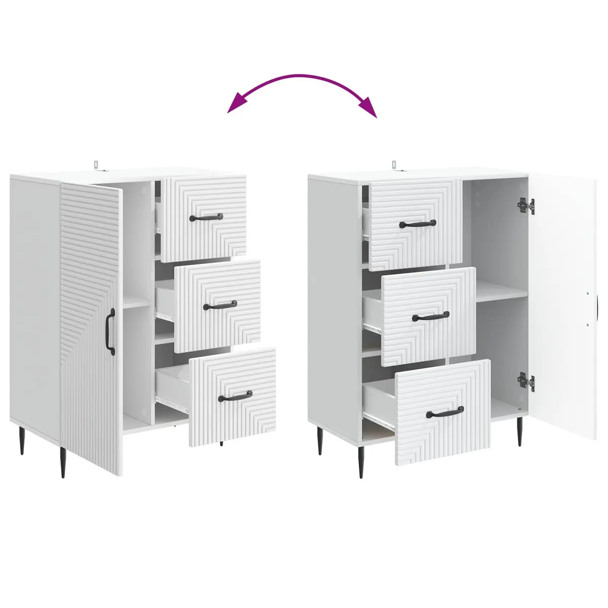 Sideboard Modern Storage Cabinet Engineered Wood 66 x 34.5 x 89.5 cm White