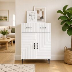 White Storage Cabinet Sideboard 66 x 34.5 x 89.5 cm