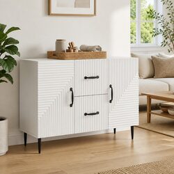White Engineered Wood Sideboard Storage Cabinet
