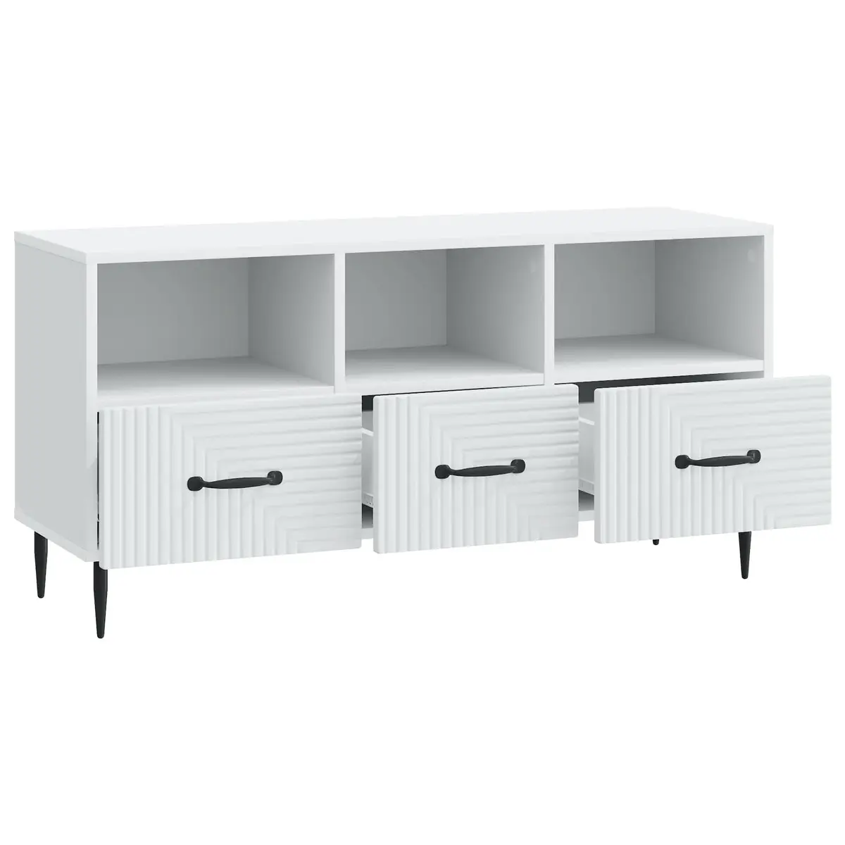 TV Cabinet Storage Unit Engineered Wood White 102cm